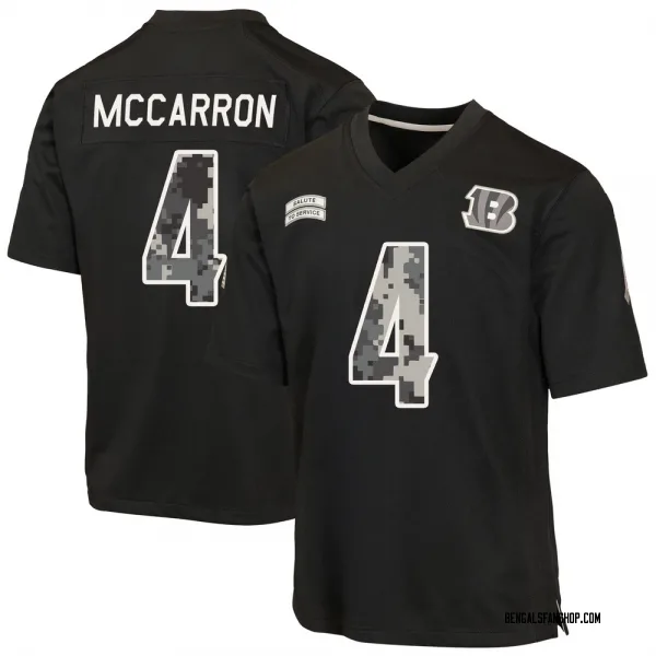 Youth AJ McCarron Cincinnati Bengals Game Black 2026 Salute to Service Jersey