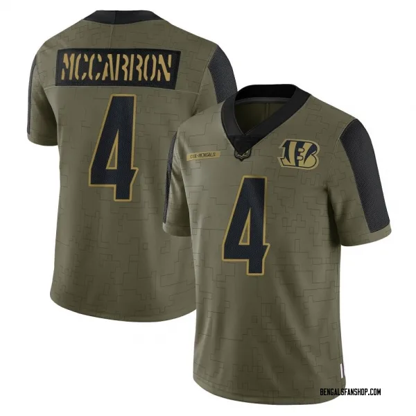 Youth AJ McCarron Cincinnati Bengals Limited Olive 2021 Salute To Service Jersey