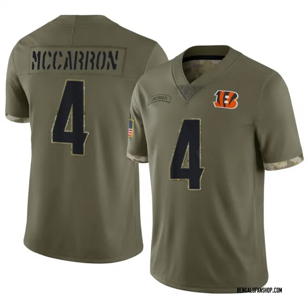 Youth AJ McCarron Cincinnati Bengals Limited Olive 2022 Salute To Service Jersey