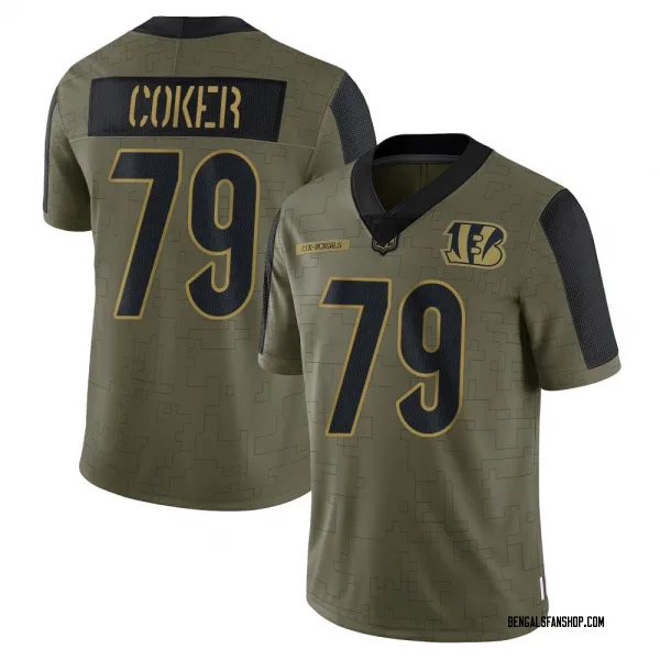 Youth Andrew Coker Cincinnati Bengals Limited Olive 2021 Salute To Service Jersey