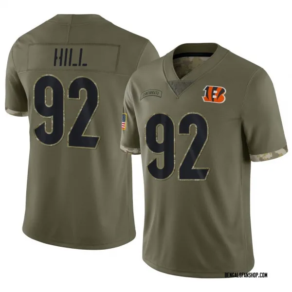 Youth B.J. Hill Cincinnati Bengals Limited Olive 2022 Salute To Service Jersey