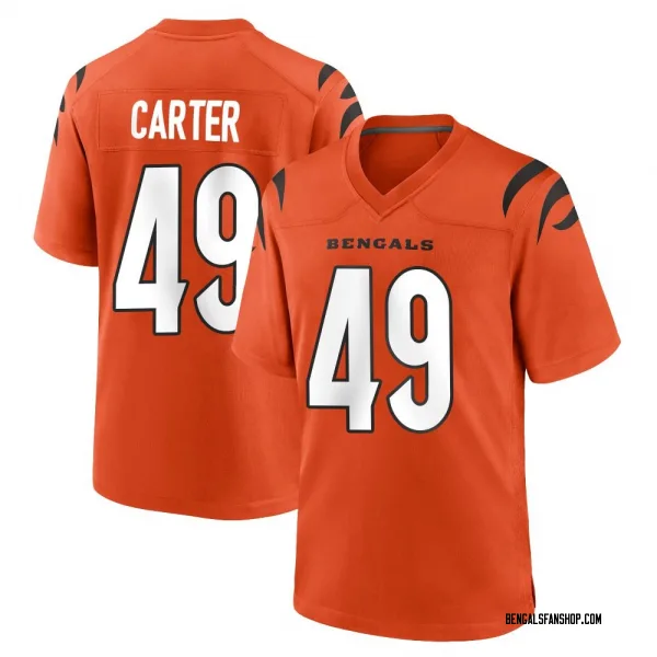 Youth Barrett Carter Cincinnati Bengals Game Orange Jersey