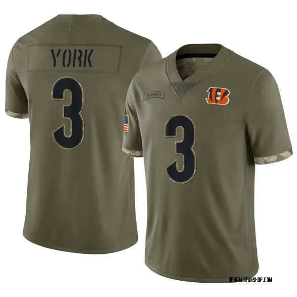 Youth Cade York Cincinnati Bengals Limited Olive 2022 Salute To Service Jersey