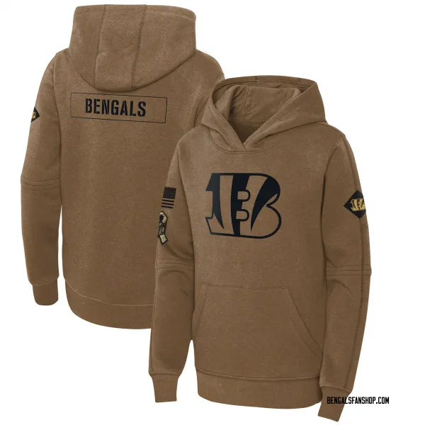 Youth Cincinnati Bengals Brown 2023 Salute to Service Club Fleece Pullover Hoodie