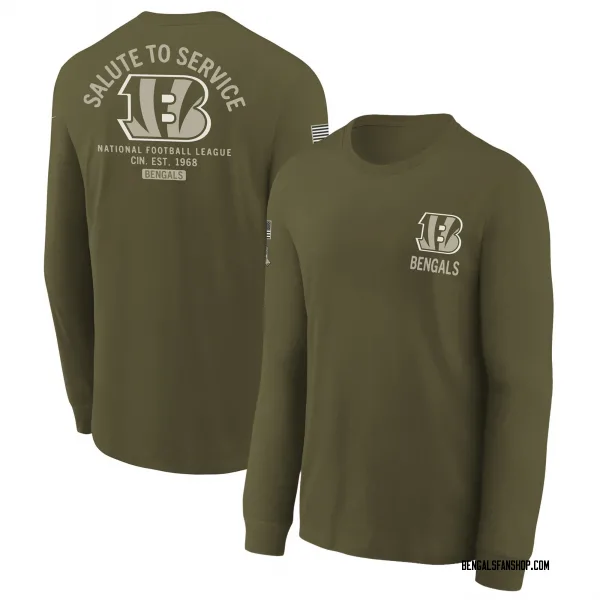 Youth Cincinnati Bengals Olive 2025 Salute to Service Sideline Long Sleeve T-Shirt