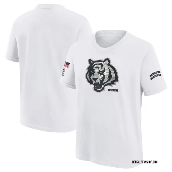 Youth Cincinnati Bengals White 2024 Salute To Service T-Shirt