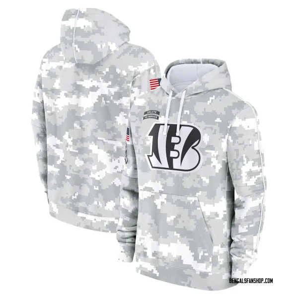 Youth Cincinnati Bengals White/Gray 2024 Salute To Service Pullover Hoodie