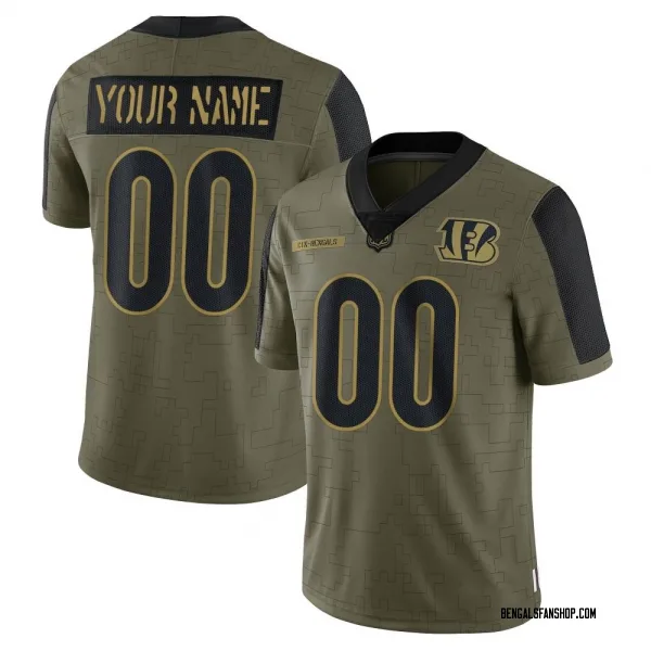 Youth Custom Cincinnati Bengals Limited Olive 2021 Salute To Service Jersey