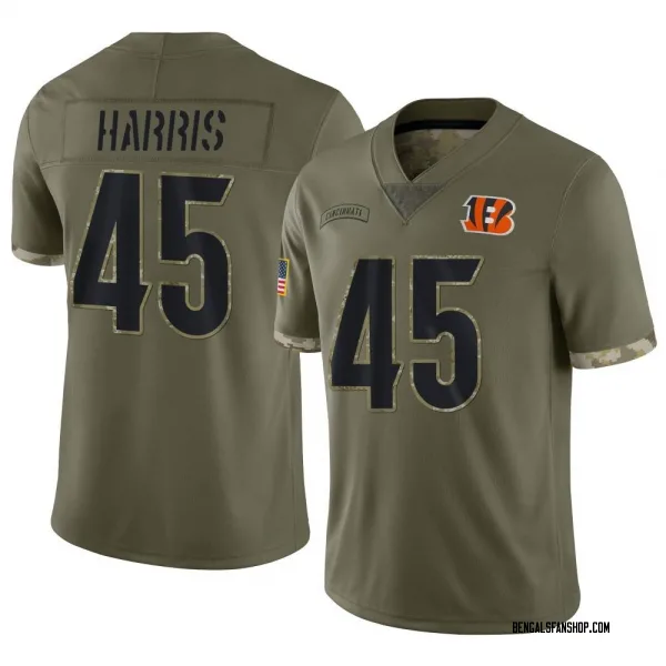 Youth Darien Harris Cincinnati Bengals Limited Olive 2022 Salute To Service Jersey