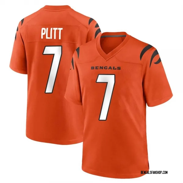 Youth Drew Plitt Cincinnati Bengals Game Orange Jersey