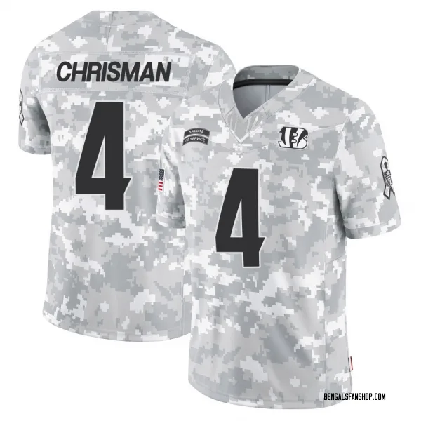 Youth Drue Chrisman Cincinnati Bengals Limited Arctic Camo 2024 Salute to Service Jersey