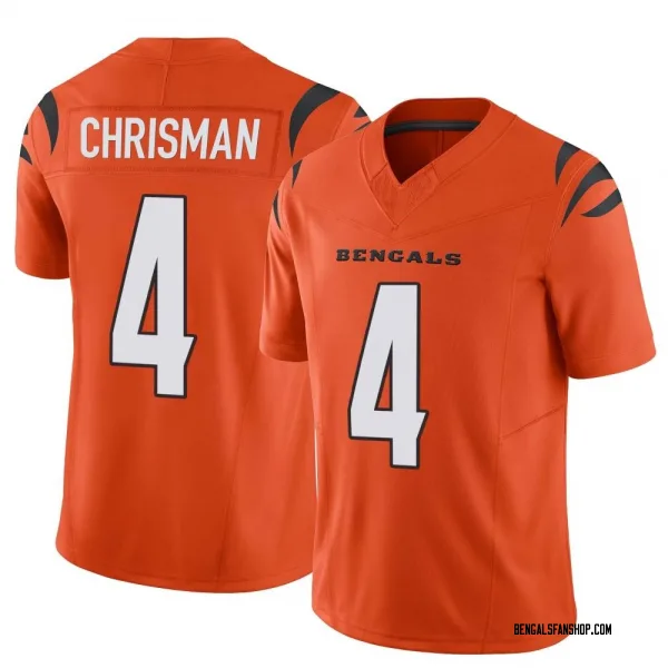 Youth Drue Chrisman Cincinnati Bengals Limited Orange Vapor F.U.S.E. Jersey