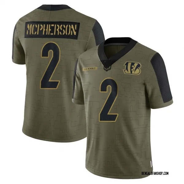 Youth Evan McPherson Cincinnati Bengals Limited Olive 2021 Salute To Service Jersey