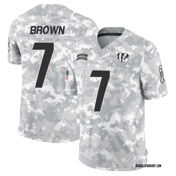 Youth Jon Brown Cincinnati Bengals Limited Arctic Camo 2024 Salute to Service Jersey
