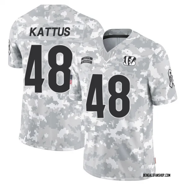 Youth Josh Kattus Cincinnati Bengals Limited Arctic Camo 2024 Salute to Service Jersey