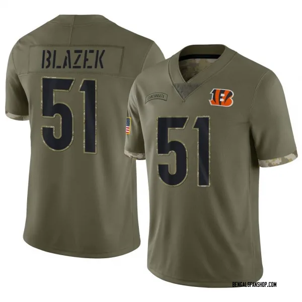 Youth Justin Blazek Cincinnati Bengals Limited Olive 2022 Salute To Service Jersey