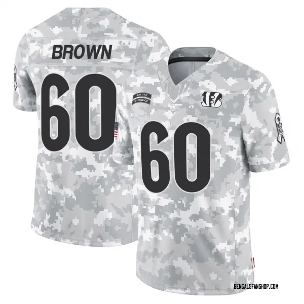 Youth Liam Brown Cincinnati Bengals Limited Arctic Camo 2024 Salute to Service Jersey