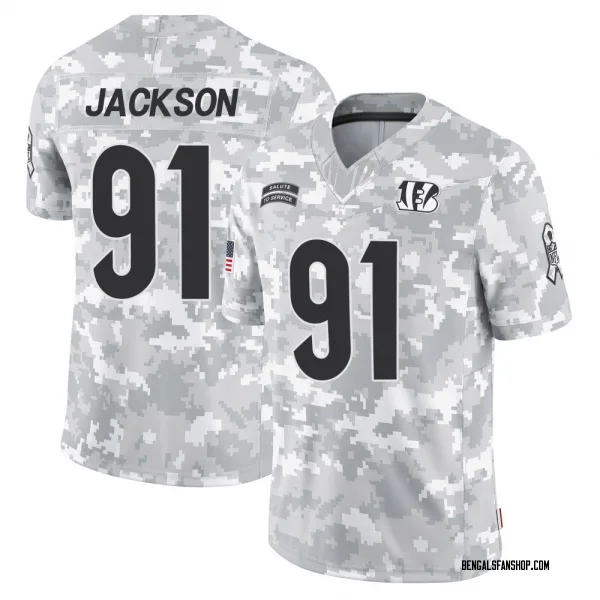 Youth McKinnley Jackson Cincinnati Bengals Limited Arctic Camo 2024 Salute to Service Jersey