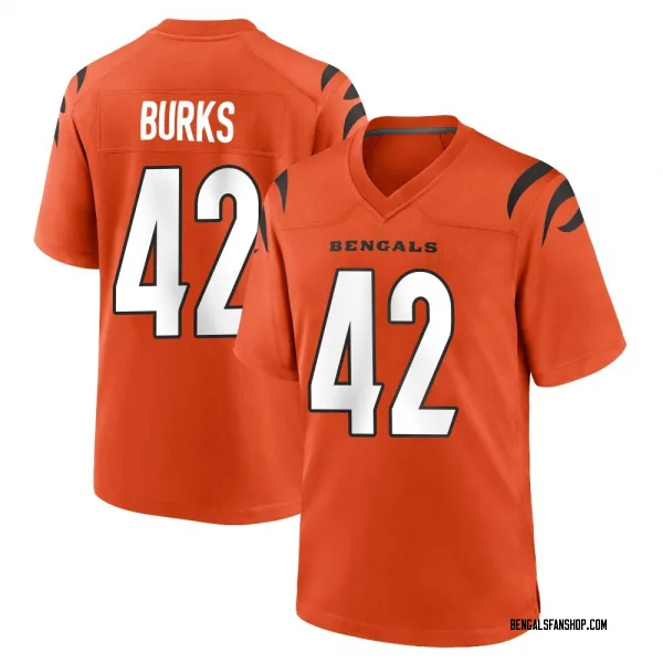 Youth Oren Burks Cincinnati Bengals Game Orange Jersey