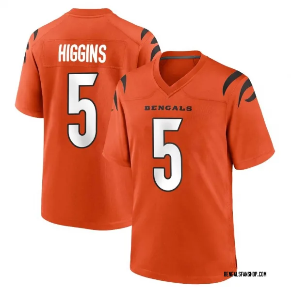 Youth Tee Higgins Cincinnati Bengals Game Orange Jersey